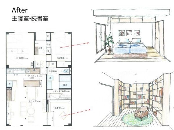 afterイラスト 主寝室・読書室
